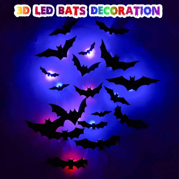 🎃Halloween Bats Wall Decor – Lighted 3D Bat Stickers-Limited Stock
