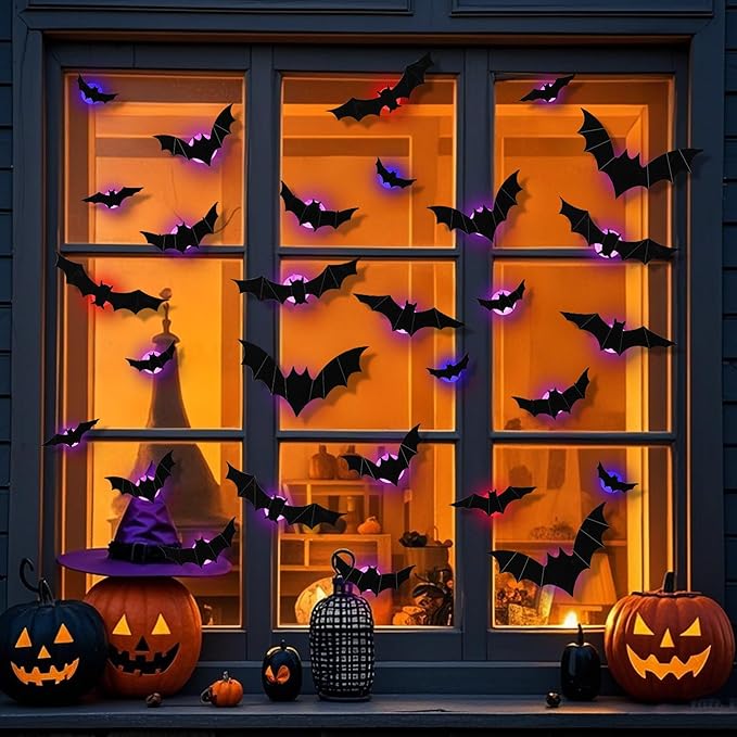 🎃Halloween Bats Wall Decor – Lighted 3D Bat Stickers-Limited Stock