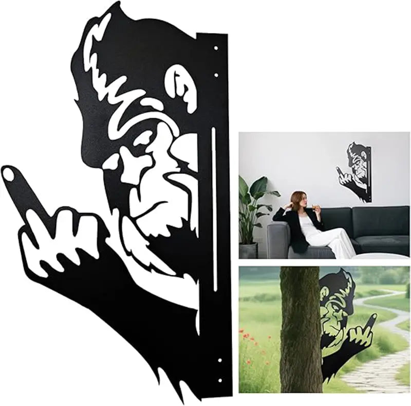 Metal peek-a-boo Flip Bigfoot outdoor decoration