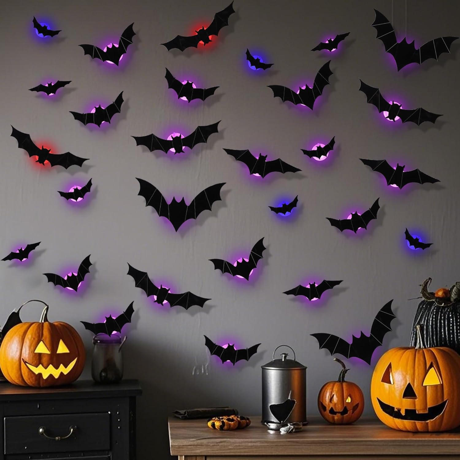🎃Halloween Bats Wall Decor – Lighted 3D Bat Stickers-Limited Stock