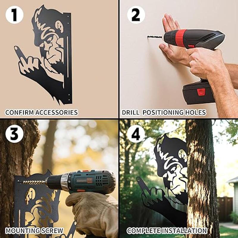 Metal peek-a-boo Flip Bigfoot outdoor decoration