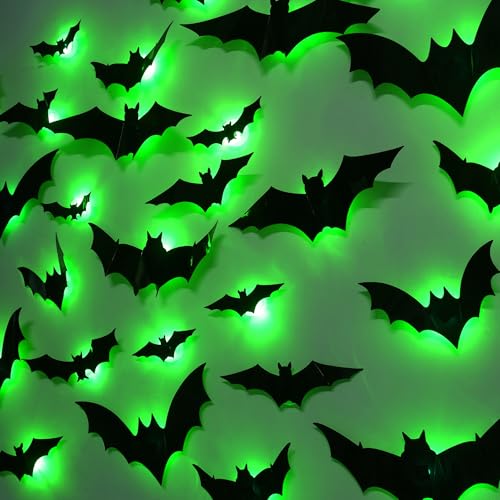 🎃Halloween Bats Wall Decor – Lighted 3D Bat Stickers-Limited Stock