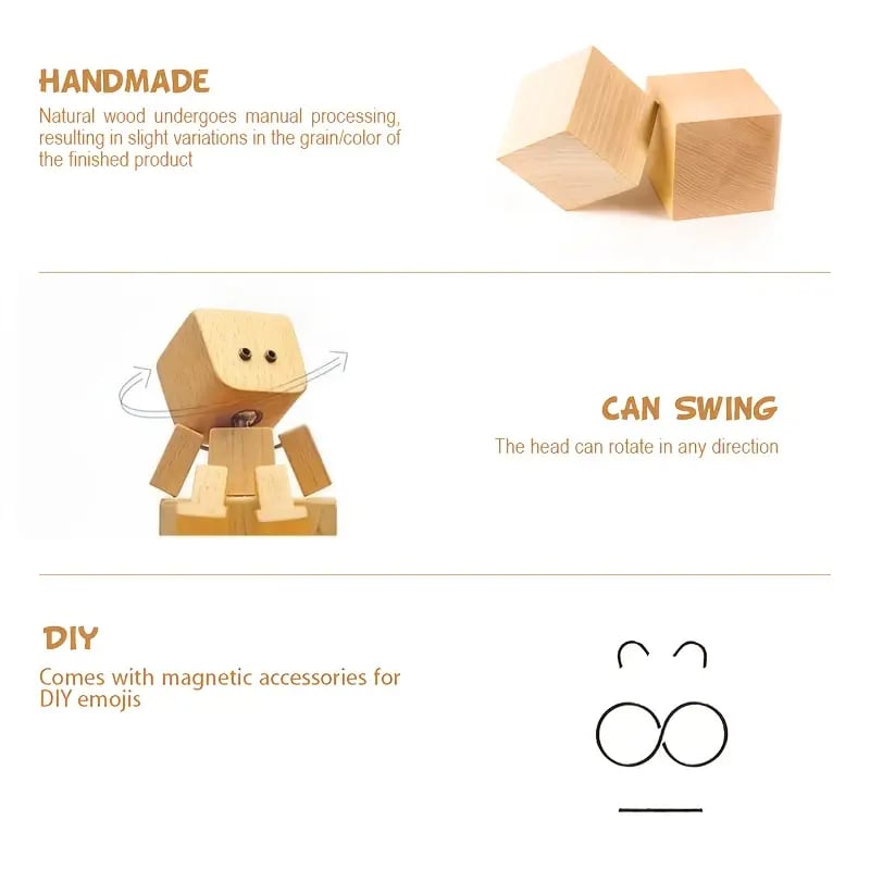 Charming Little Wooden Figure That Sways with 12PCS Magnetic Expressions-BUY 2 GET 10% OFF