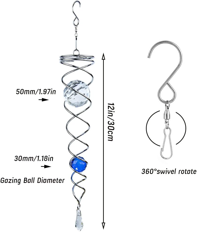 🔮Gazing Ball Spiral Tail Wind Spinner Stabilizer