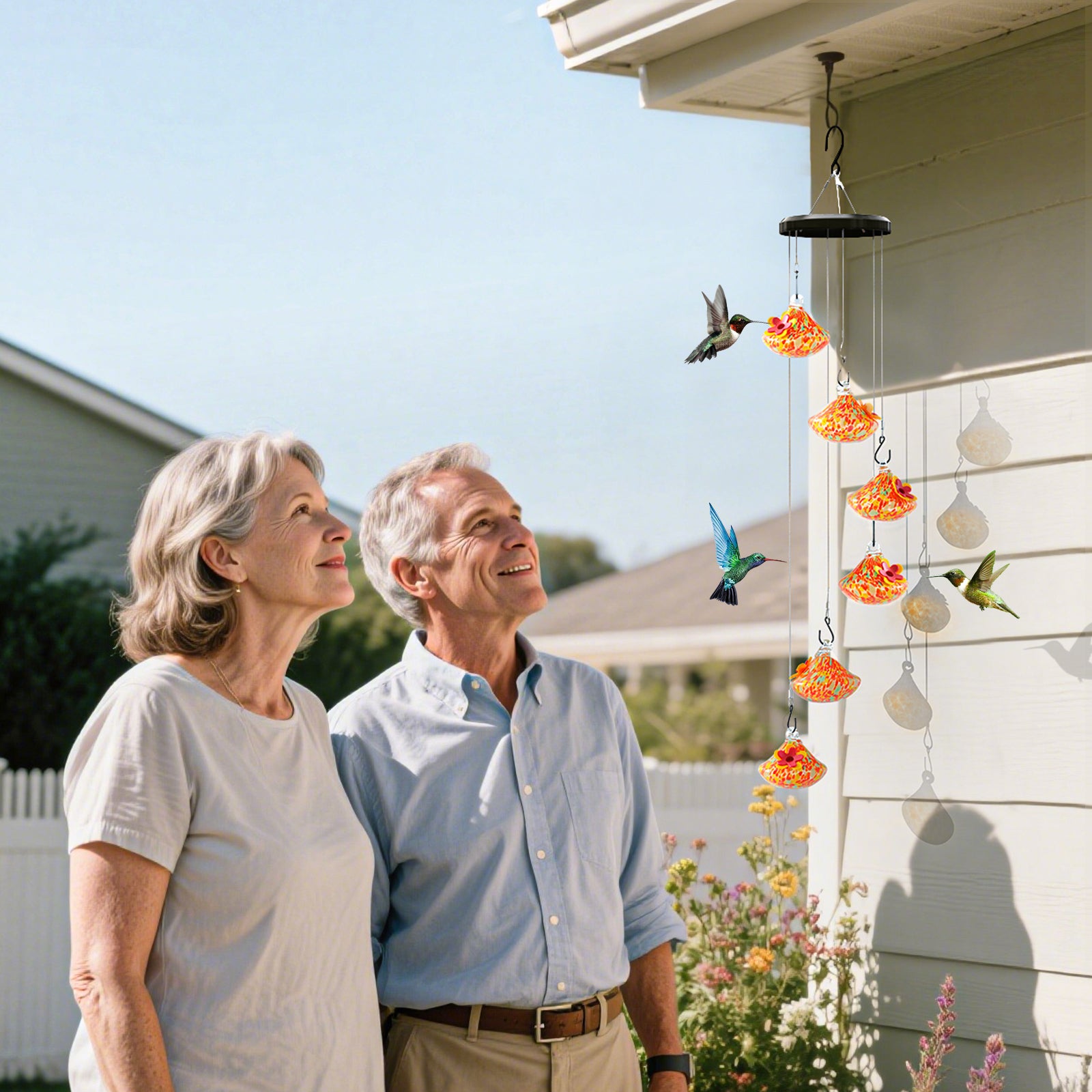 Hummingbird Feeder with Wind Chimes