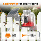 Smart Hummingbird Feeder Camera with AI Identification, 2.5K HD & Color Night Vision, Solar Powered Outdoor, IP66 Weatherproof – Garden Decor & Gift for Bird Lovers