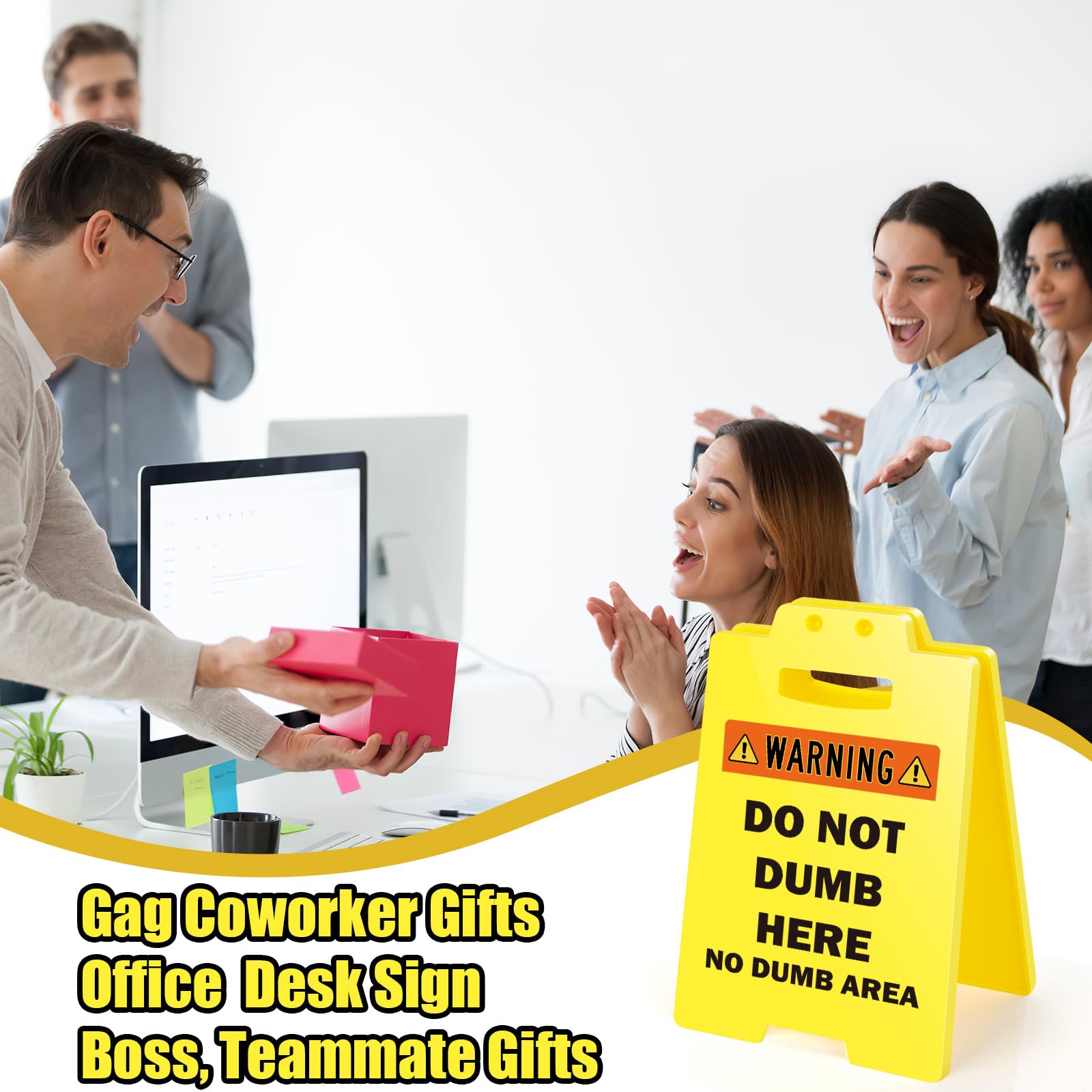 😎Overstimulated Desk Sign Caution, Funny Office Desk Cubicle
