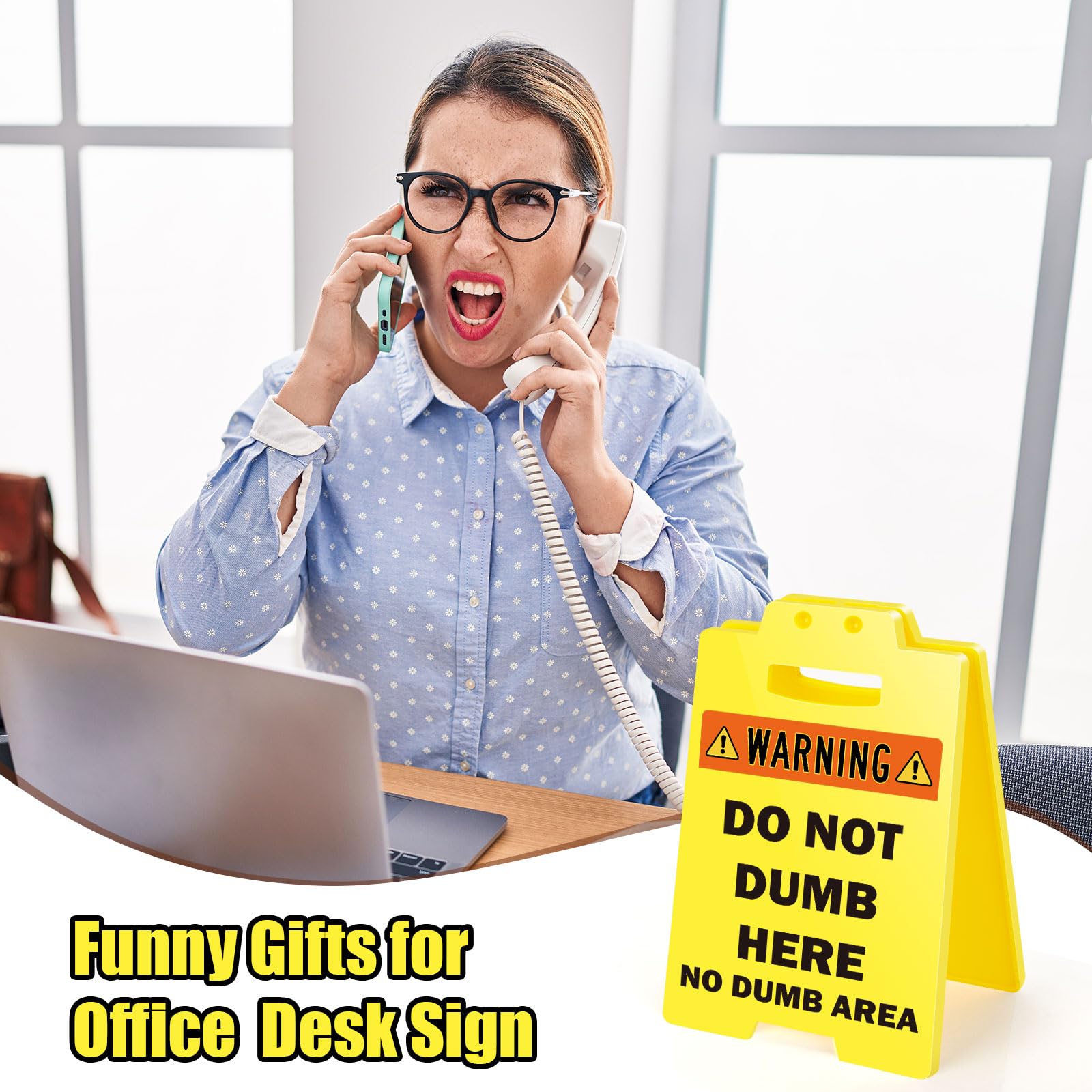 😎Overstimulated Desk Sign Caution, Funny Office Desk Cubicle