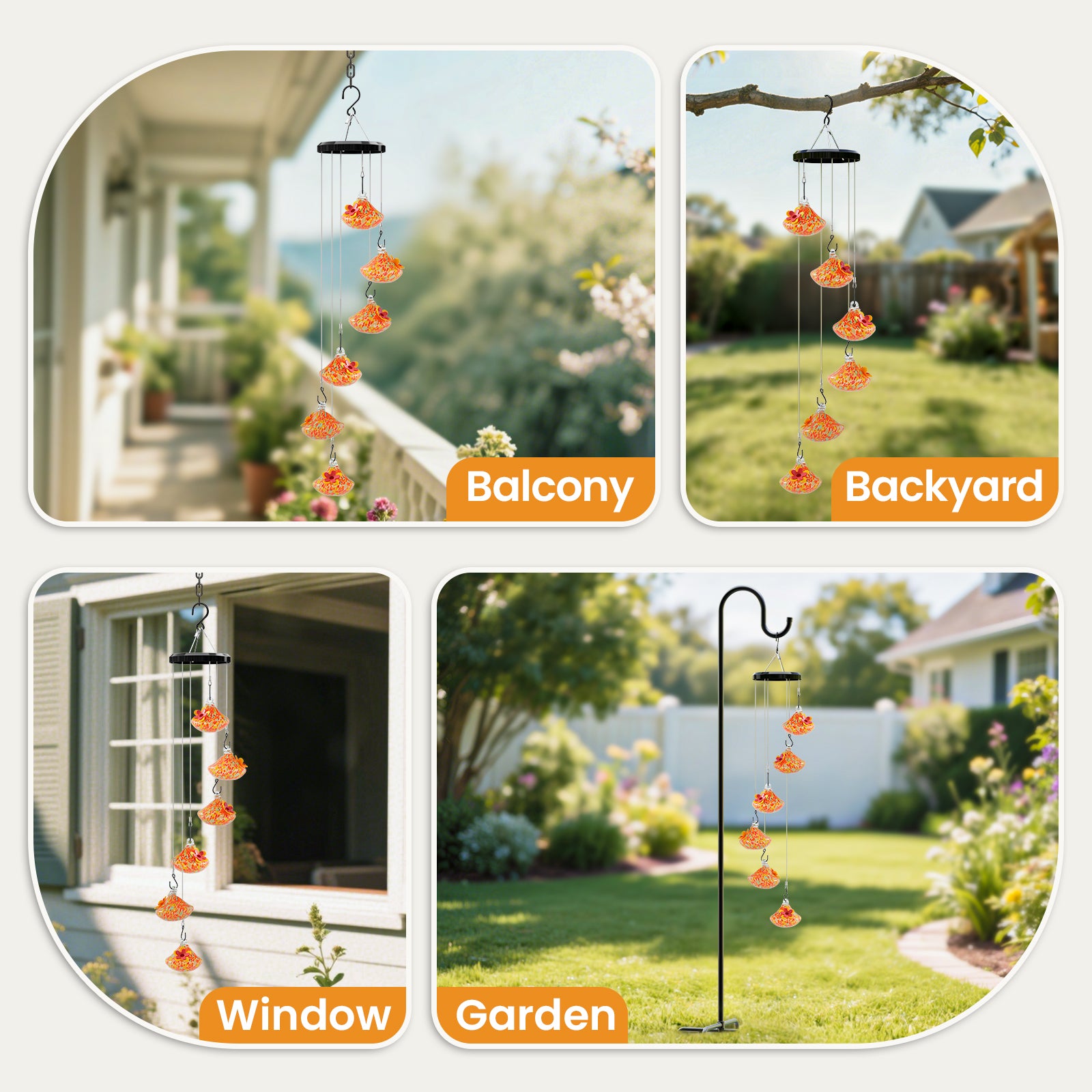 Hummingbird Feeder with Wind Chimes