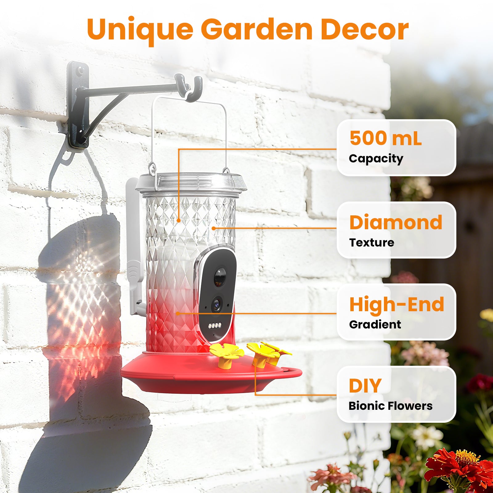 Smart Hummingbird Feeder Camera with AI Identification, 2.5K HD & Color Night Vision, Solar Powered Outdoor, IP66 Weatherproof – Garden Decor & Gift for Bird Lovers