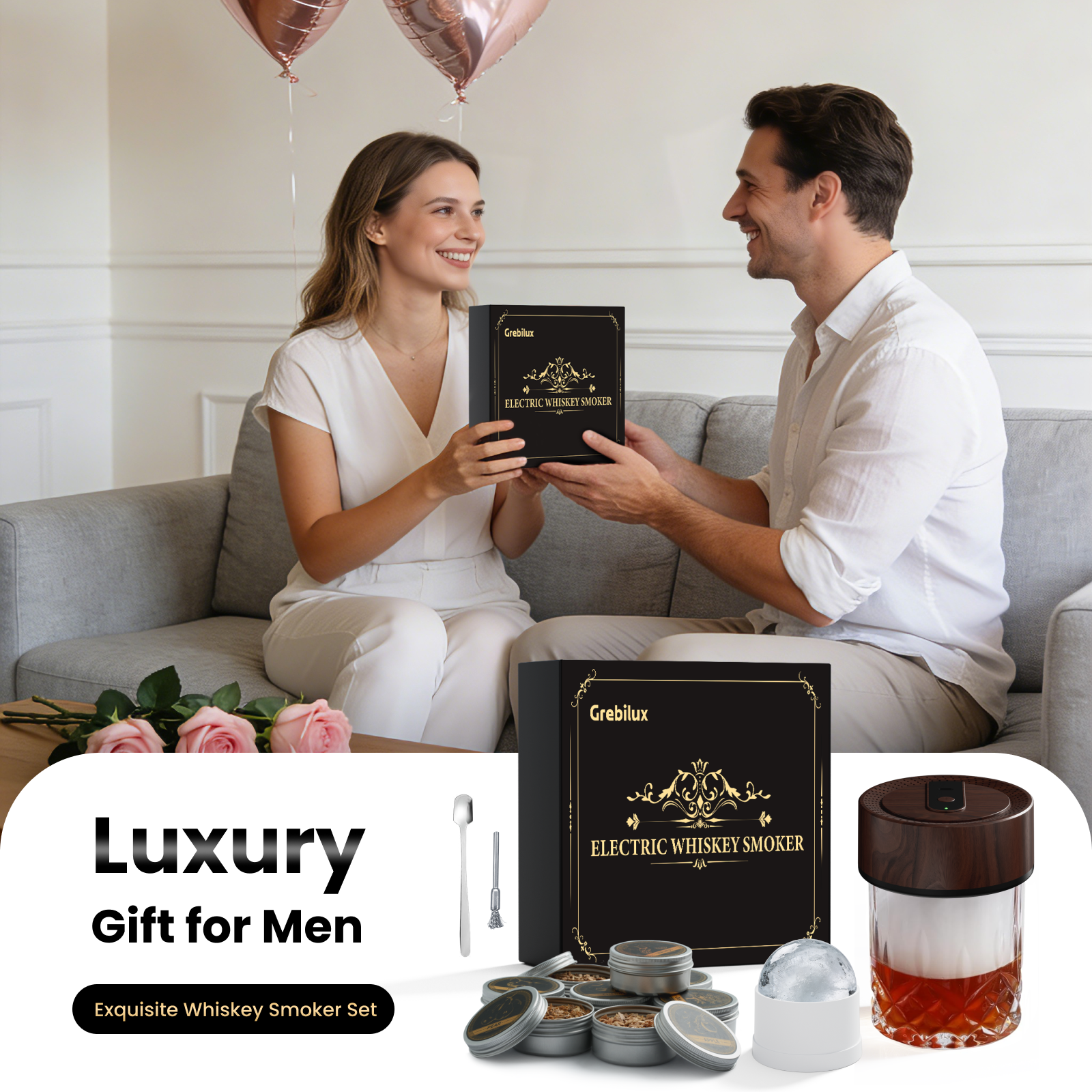 Grebilux Reserve Electric Whiskey Smoker Kit