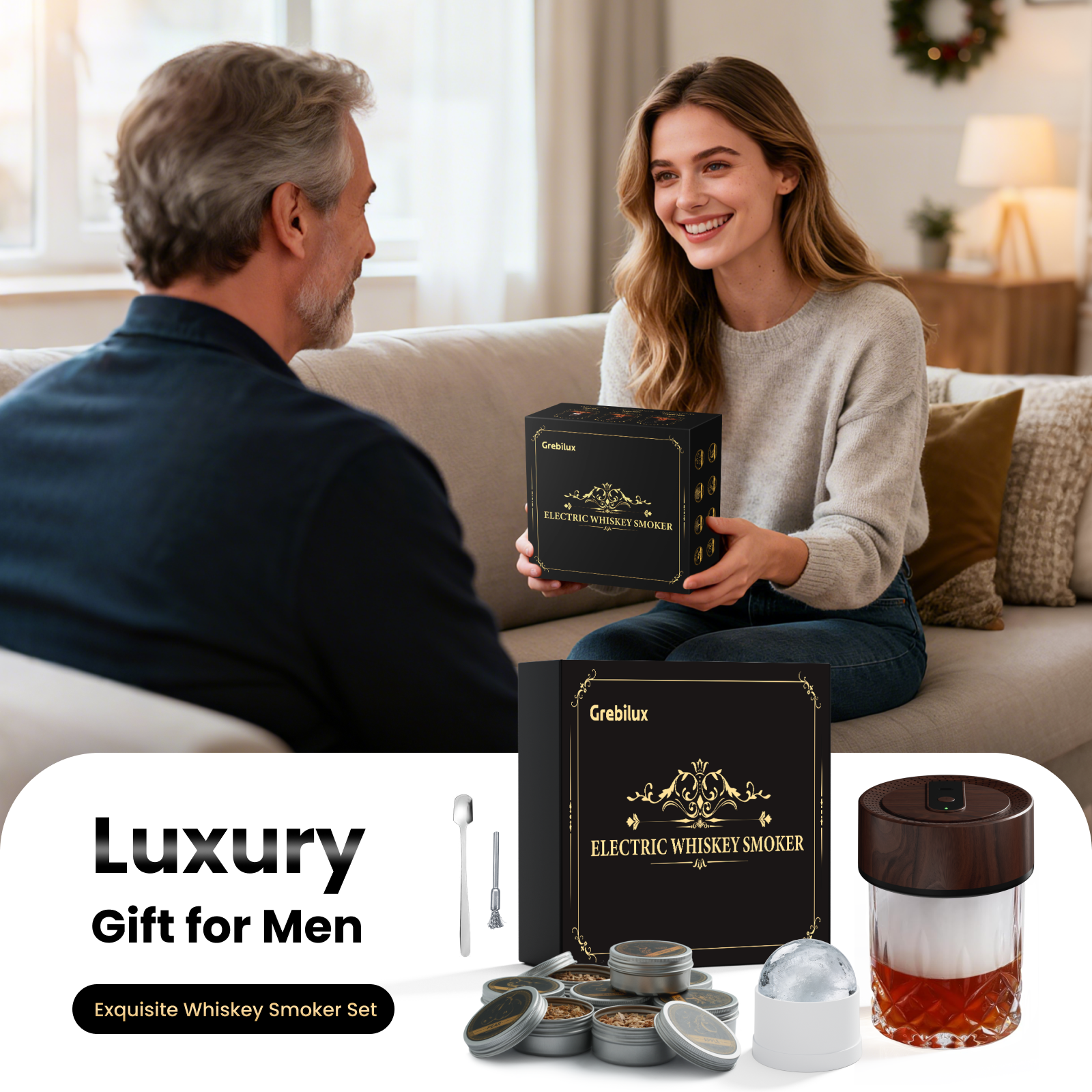 Grebilux Reserve Electric Whiskey Smoker Kit