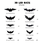 🎃Halloween Bats Wall Decor – Lighted 3D Bat Stickers-Limited Stock