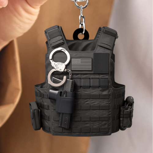 50% off today🔥🔥🔥Police Bulletproof Vest Acrylic Keychain
