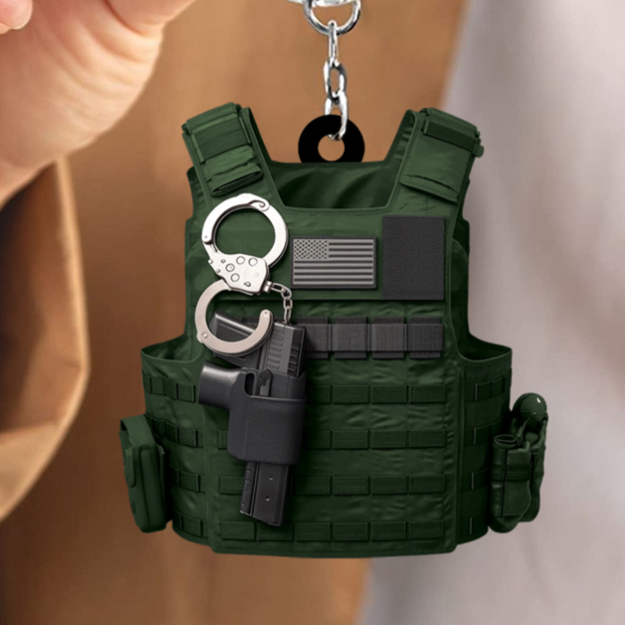 50% off today🔥🔥🔥Police Bulletproof Vest Acrylic Keychain